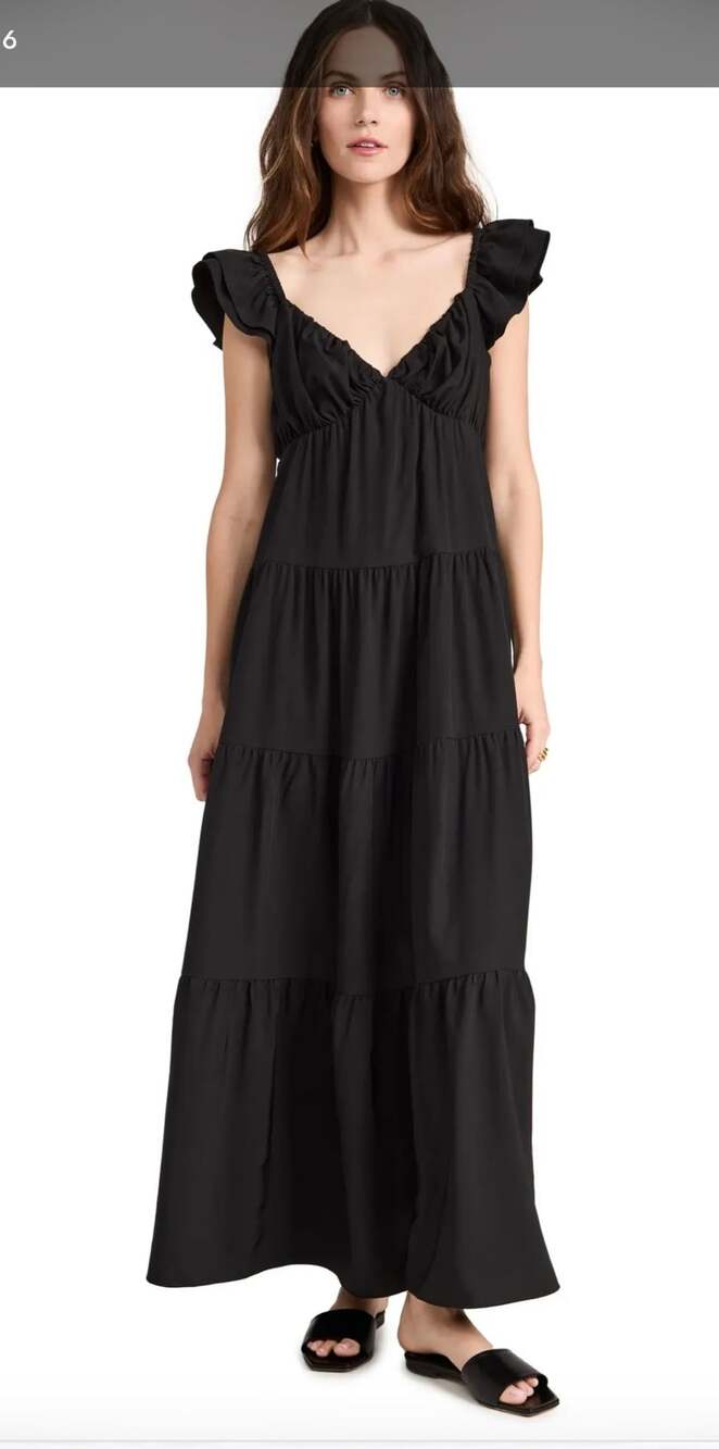English Factory Ruffle Sleeve Maxi Dress - Black